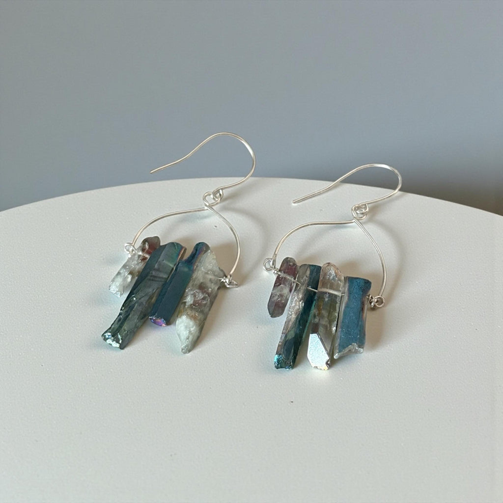 Aqua Tide Quartz Drop Earrings