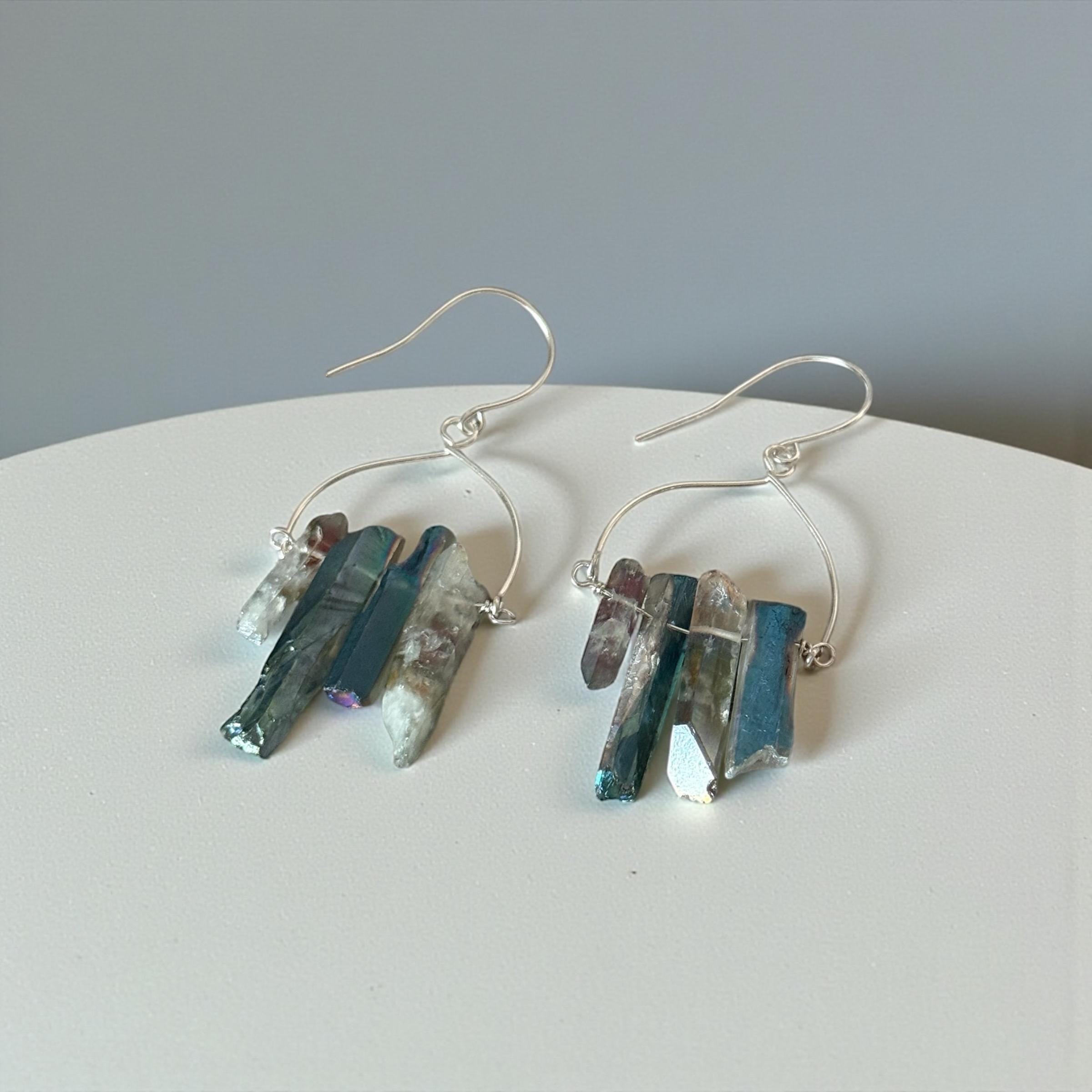 Aqua Tide Quartz Drop Earrings