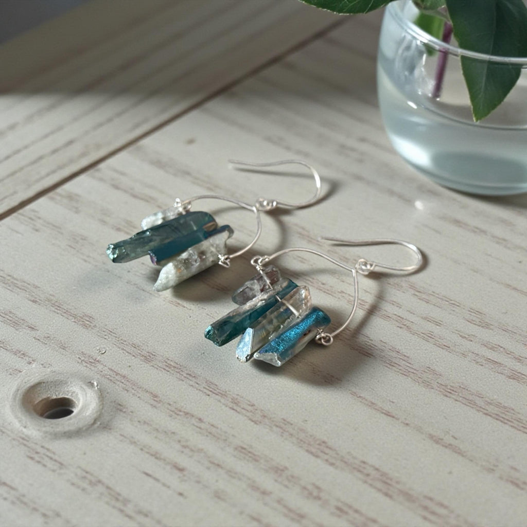 Aqua Tide Quartz Drop Earrings