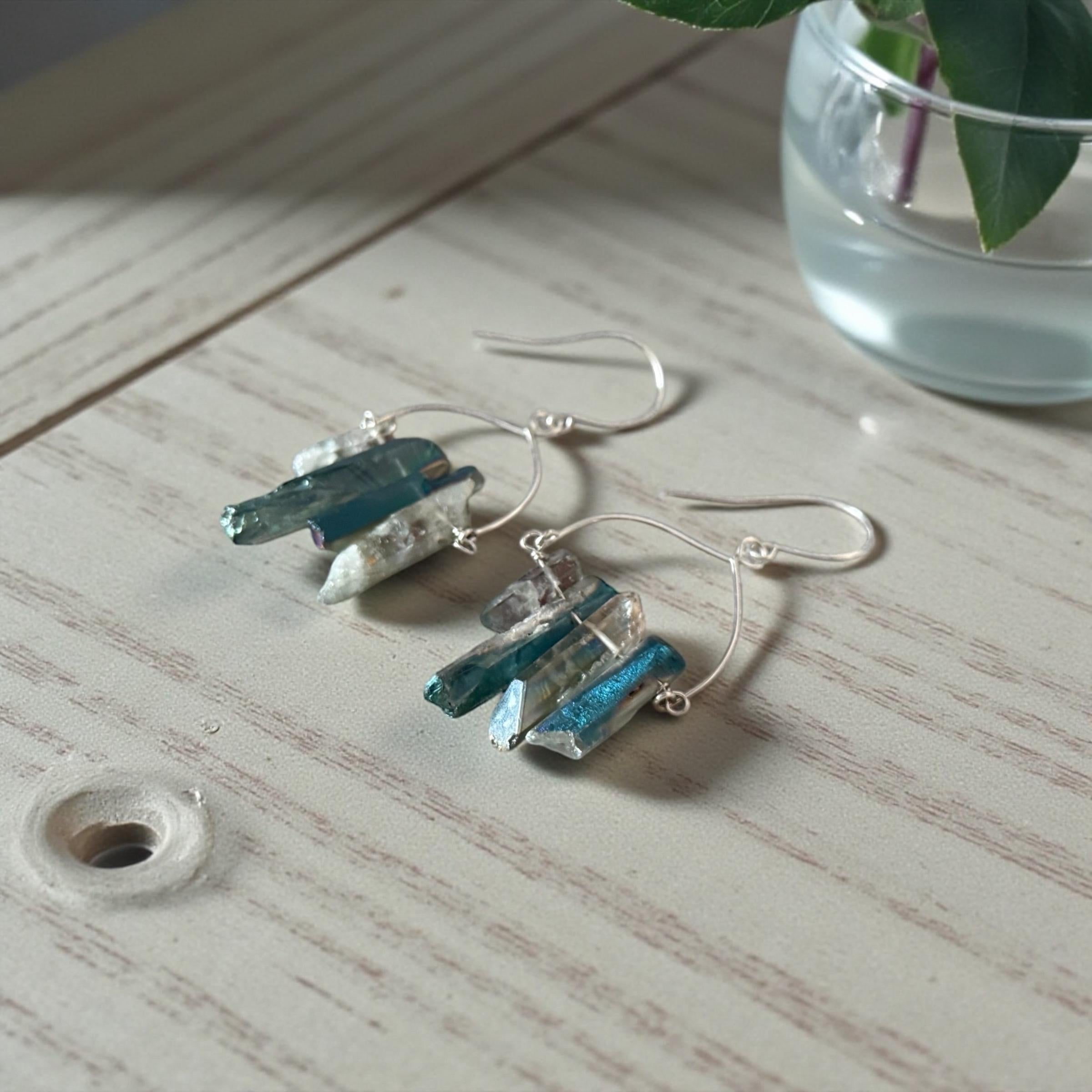 Aqua Tide Quartz Drop Earrings