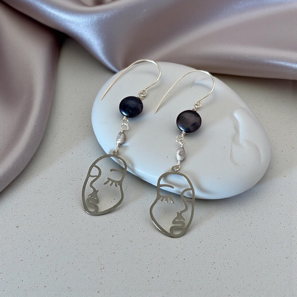 Muse Noir Portrait Drop Earrings
