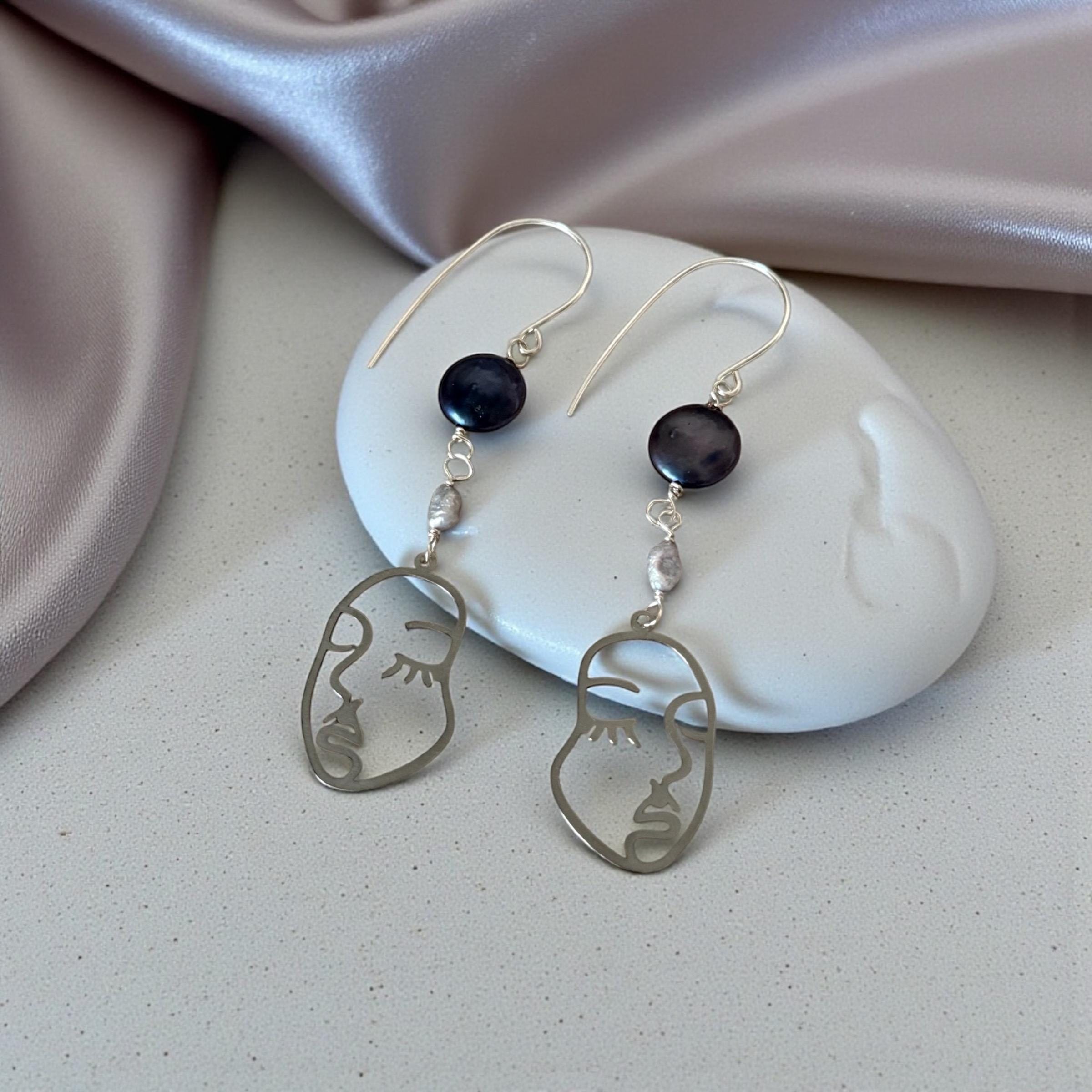 Muse Noir Portrait Drop Earrings