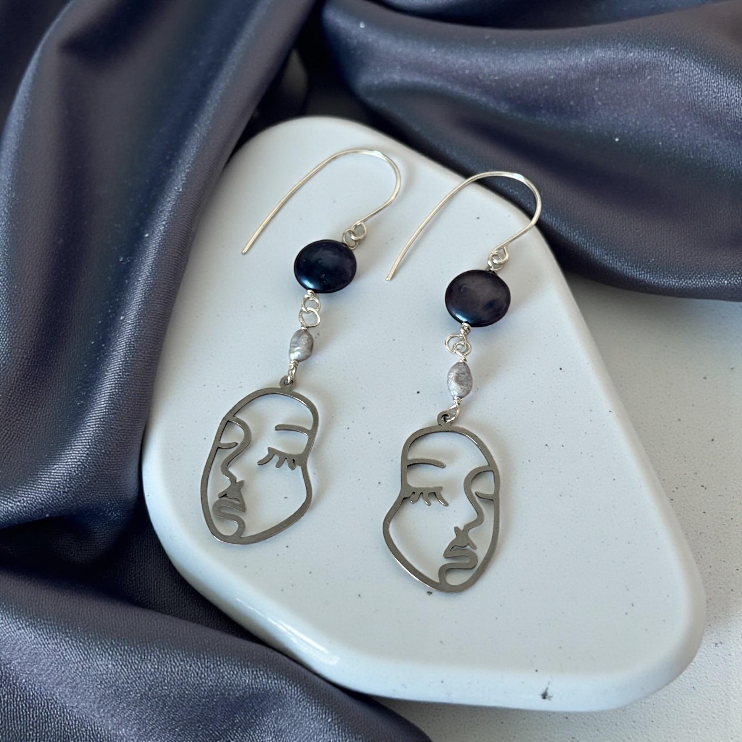 Muse Noir Portrait Drop Earrings
