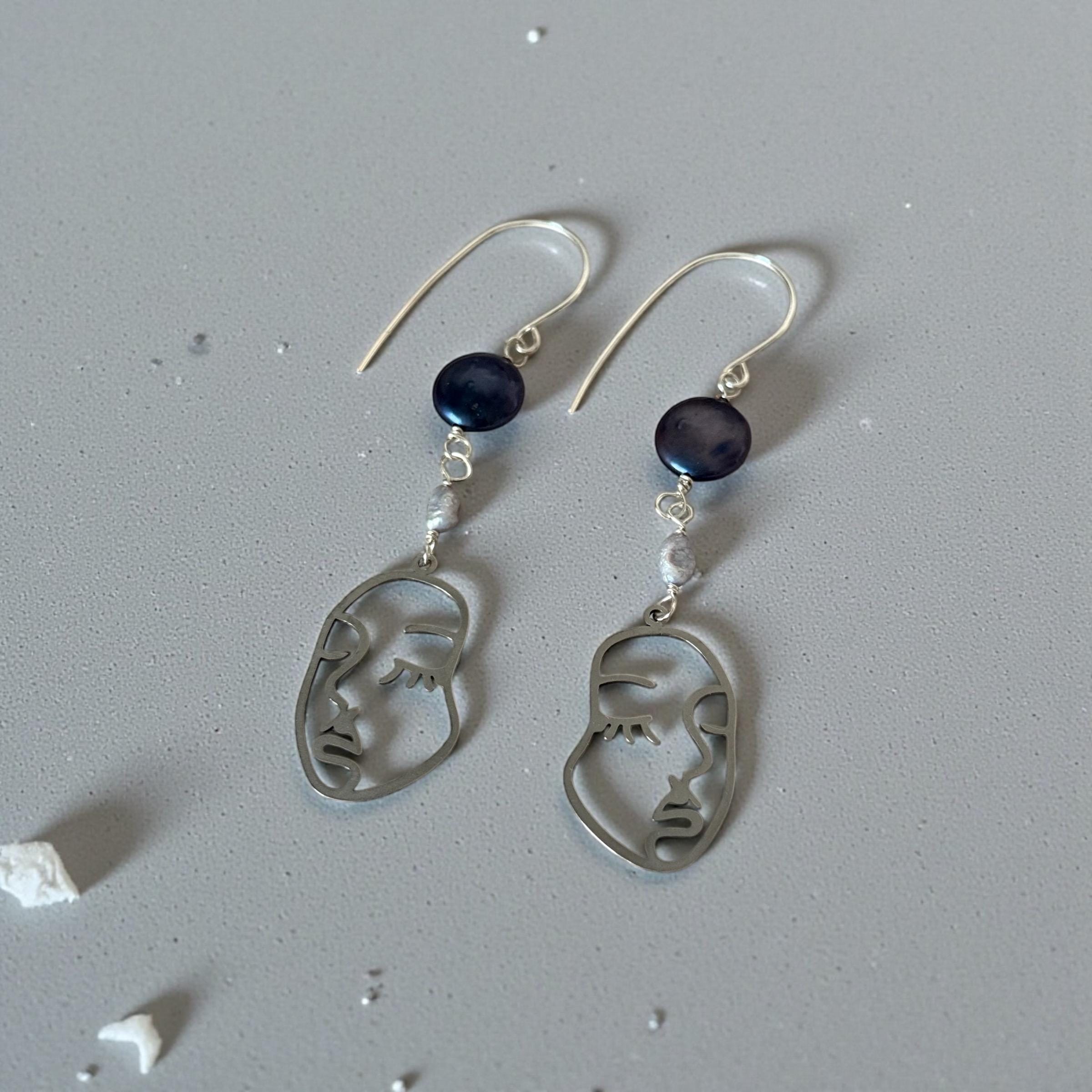 Muse Noir Portrait Drop Earrings