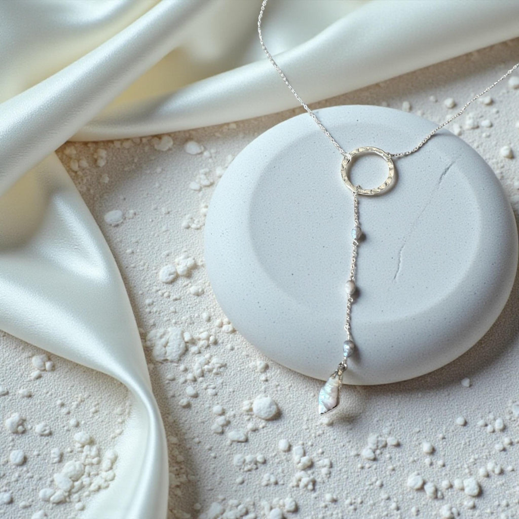 Luna Tide Pearl Lariat Necklace