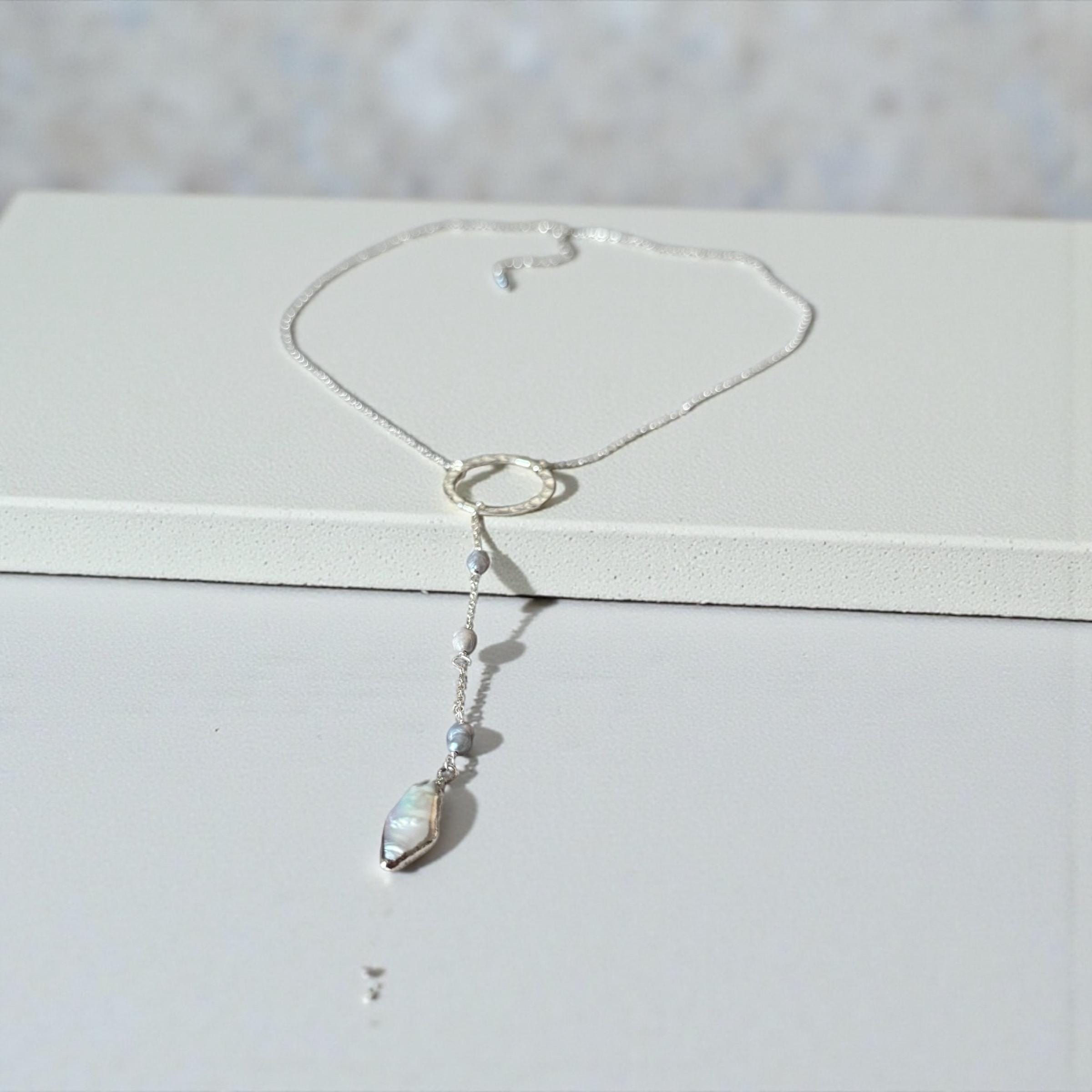 Luna Tide Pearl Lariat Necklace