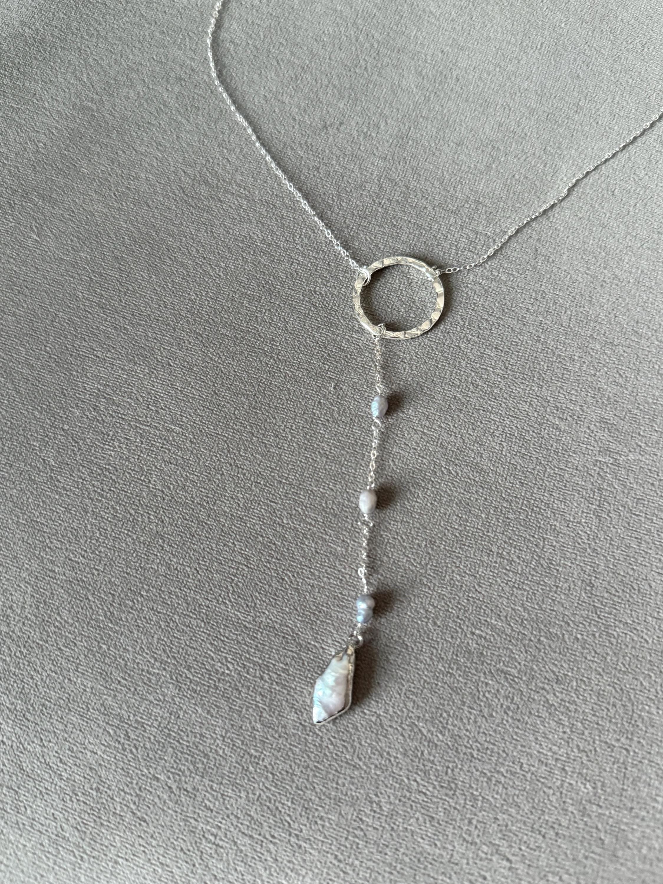 Luna Tide Pearl Lariat Necklace