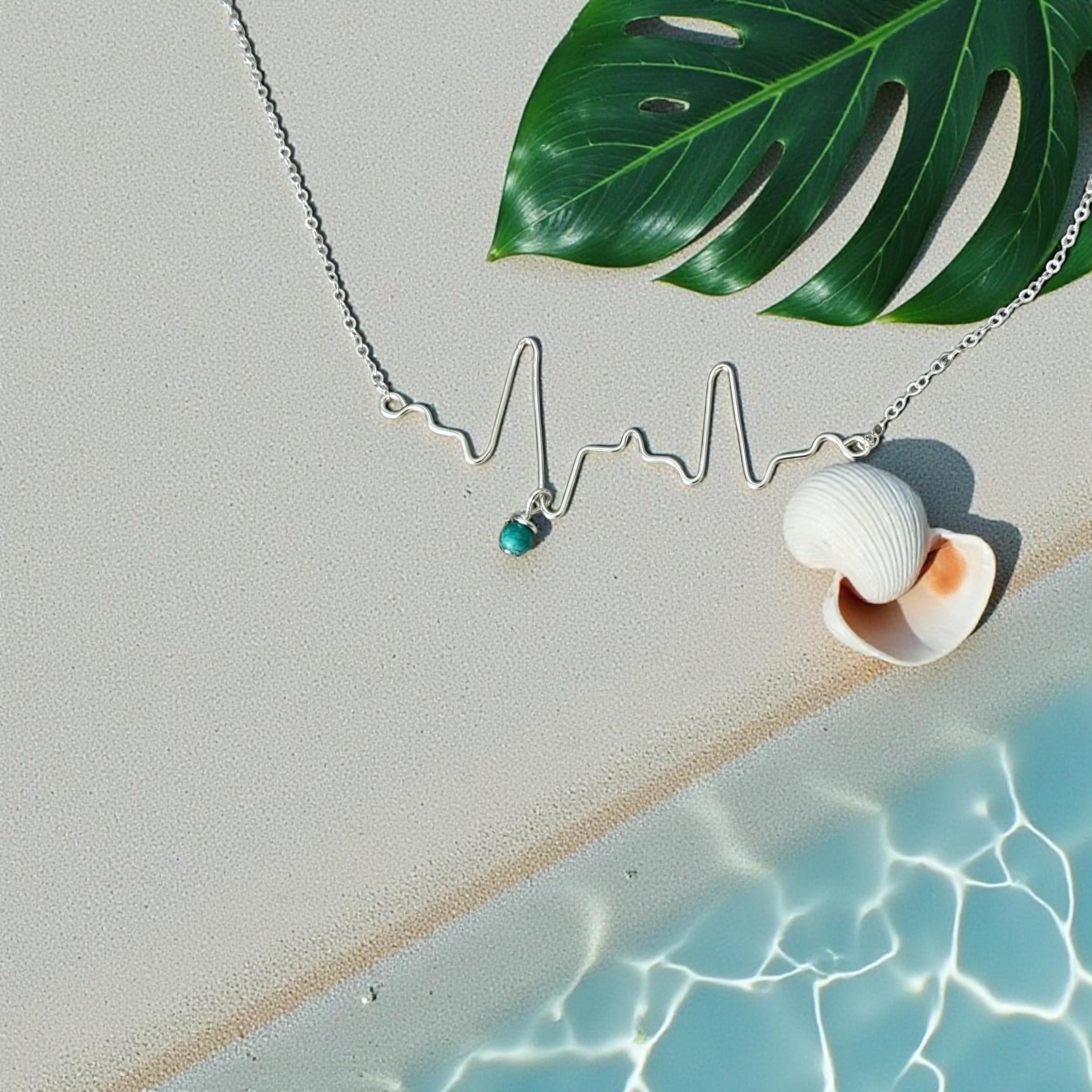 Baby Heartbeat and Birthstone Keepsake Necklace – Custom EKG