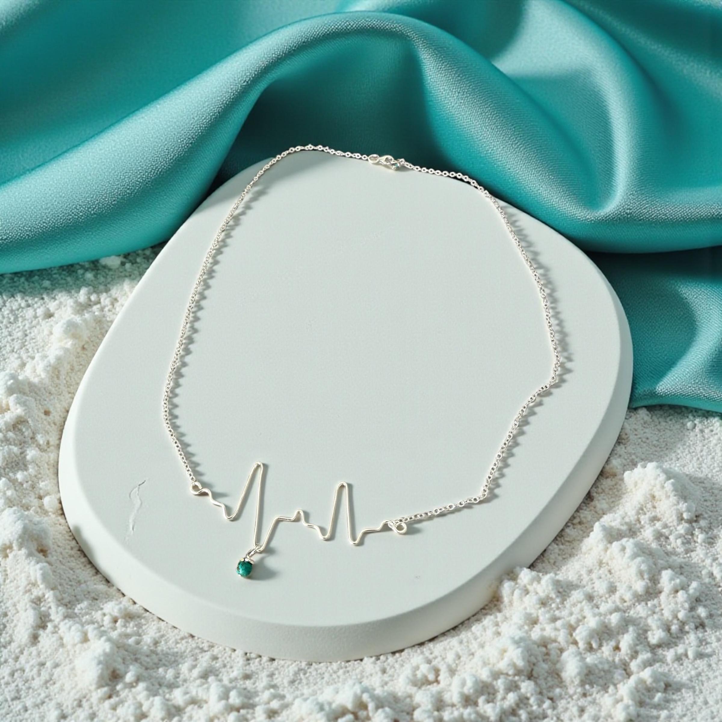 Baby Heartbeat and Birthstone Keepsake Necklace – Custom EKG