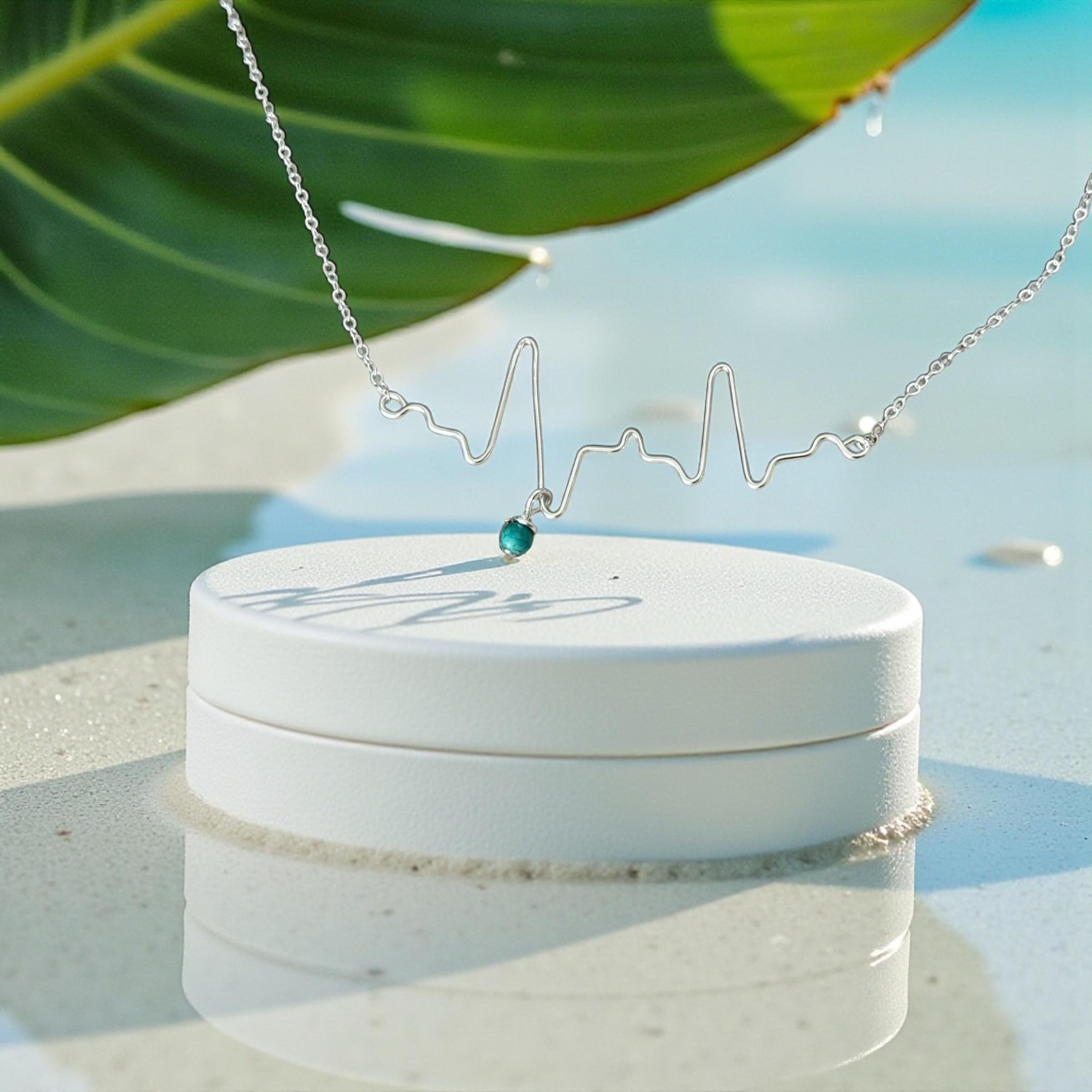 Baby Heartbeat and Birthstone Keepsake Necklace – Custom EKG