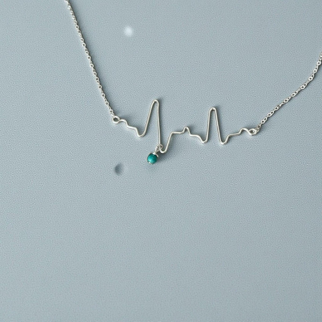 Baby Heartbeat and Birthstone Keepsake Necklace – Custom EKG