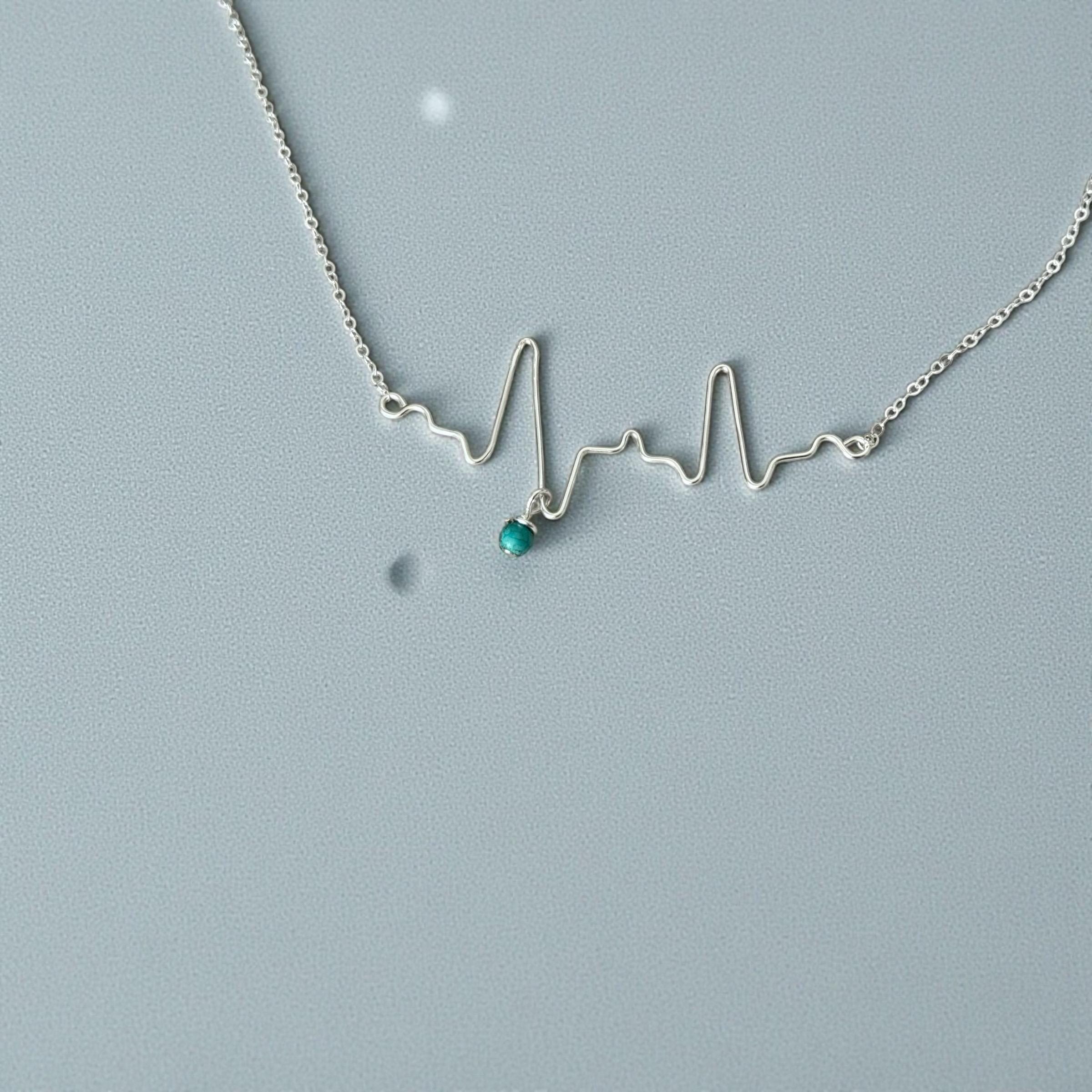 Baby Heartbeat and Birthstone Keepsake Necklace – Custom EKG
