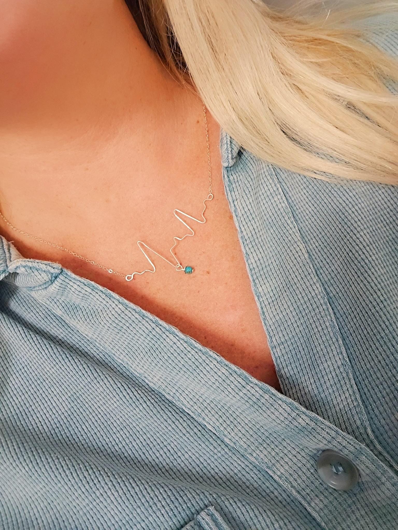 Baby Heartbeat and Birthstone Keepsake Necklace – Custom EKG