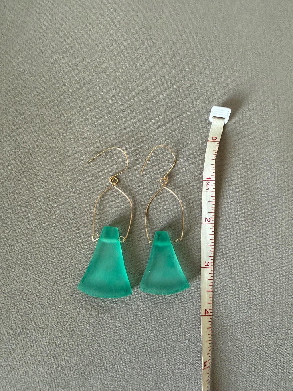 Tidal Crest Sea Glass Earrings – Handmade Teal Sea Glass & Gold Boho Earrings
