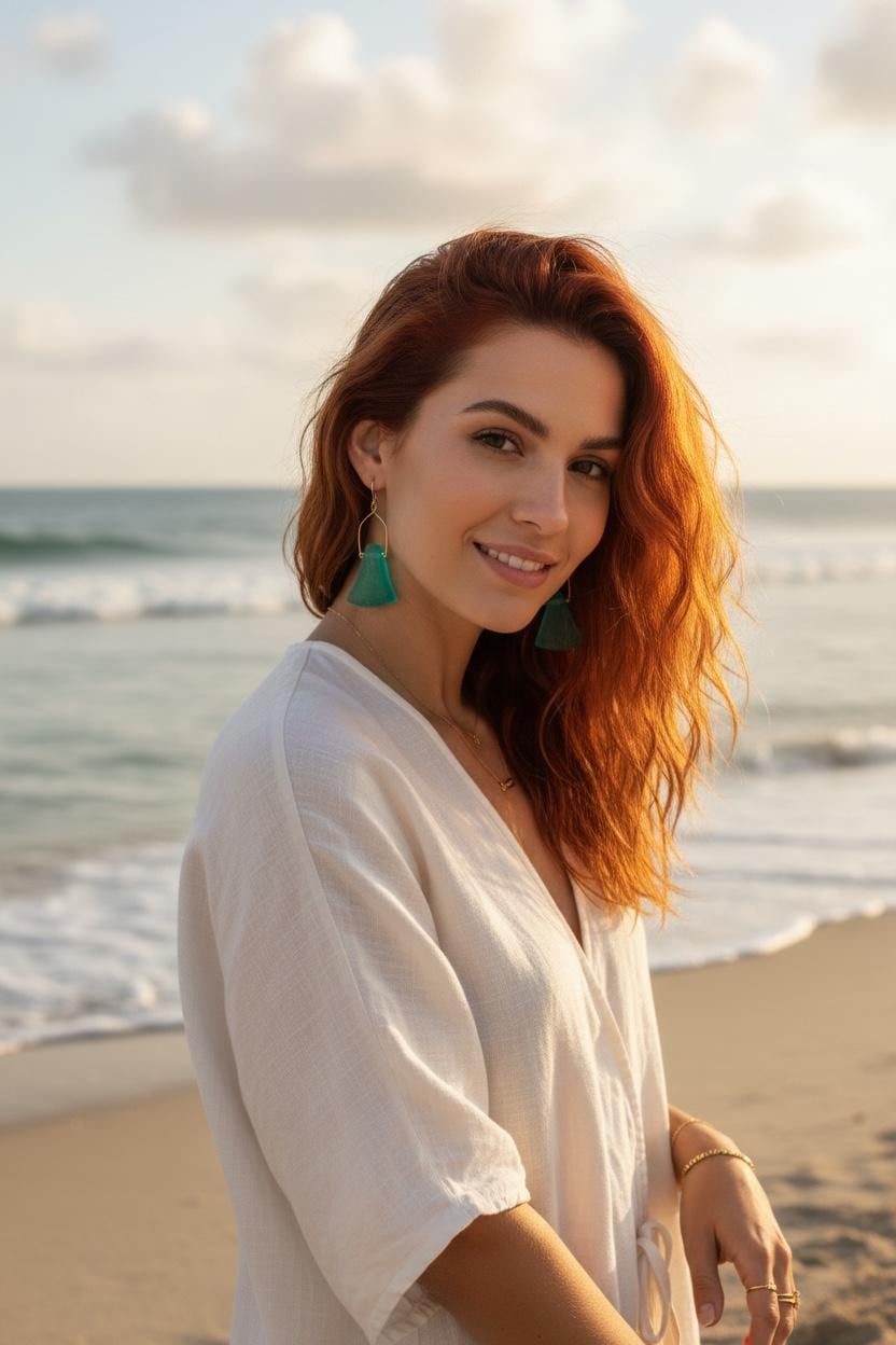 Tidal Crest Sea Glass Earrings – Handmade Teal Sea Glass & Gold Boho Earrings