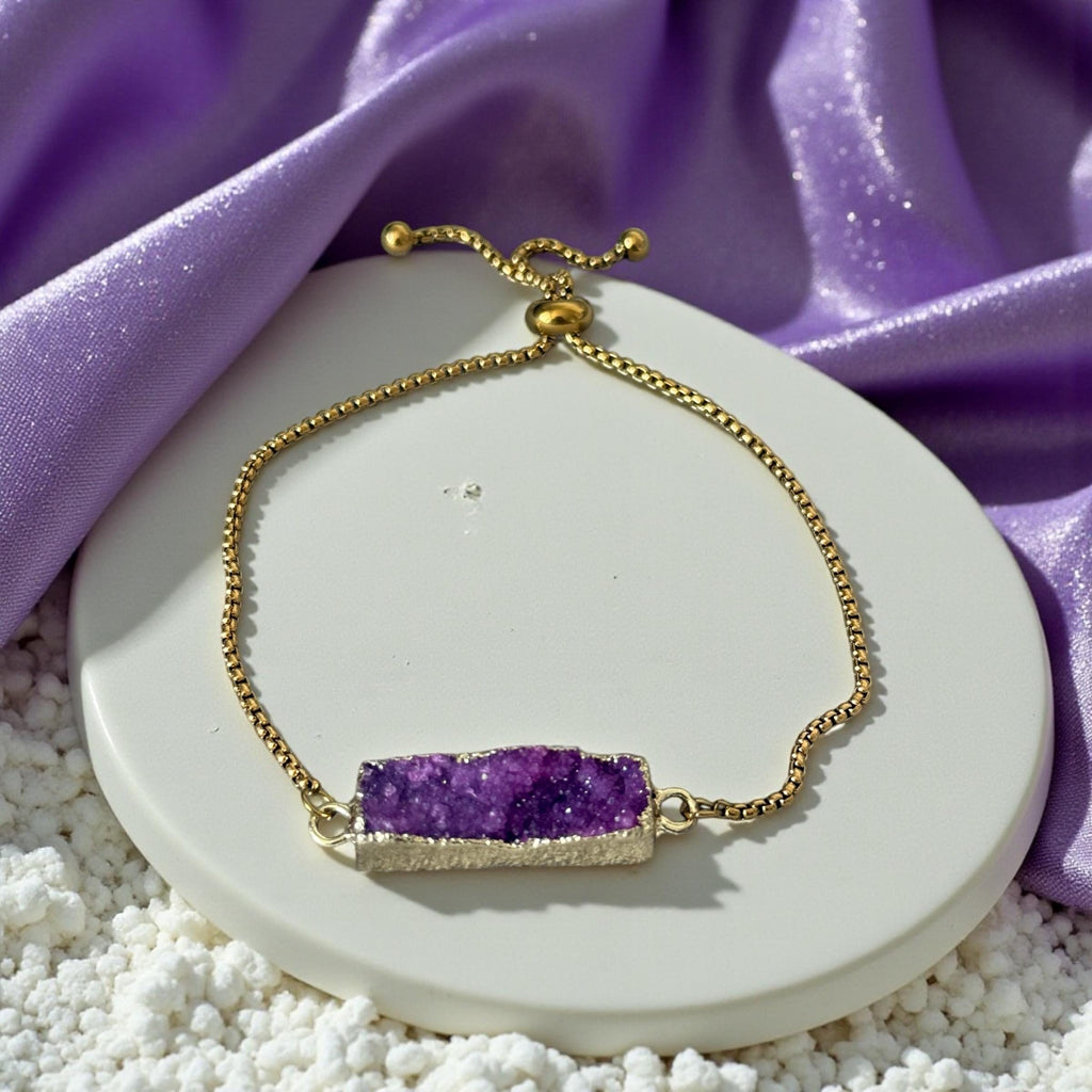 Radiant Crystal Bar Bracelet — [Milky Quartz / Amethyst / Prasiolite]