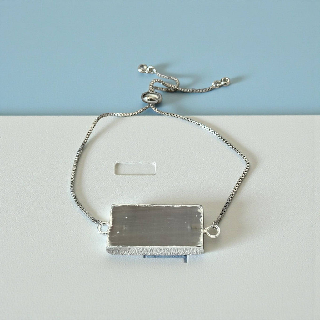 Lunar Frost Crystal Bar Bracelet - Natural Selenite Stone