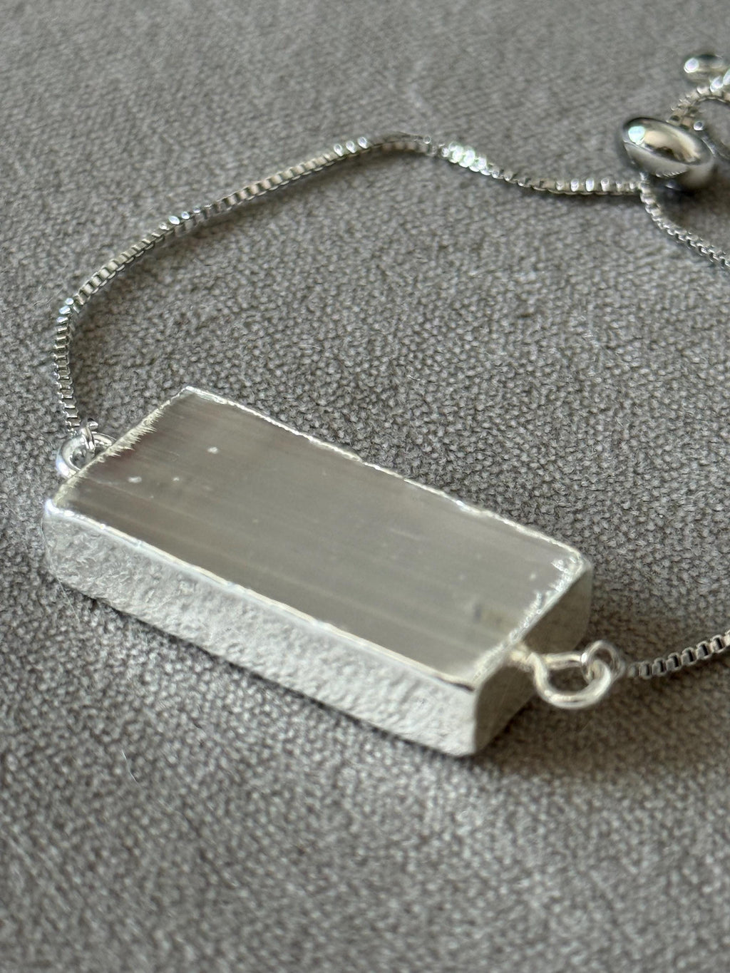 Lunar Frost Crystal Bar Bracelet - Natural Selenite Stone