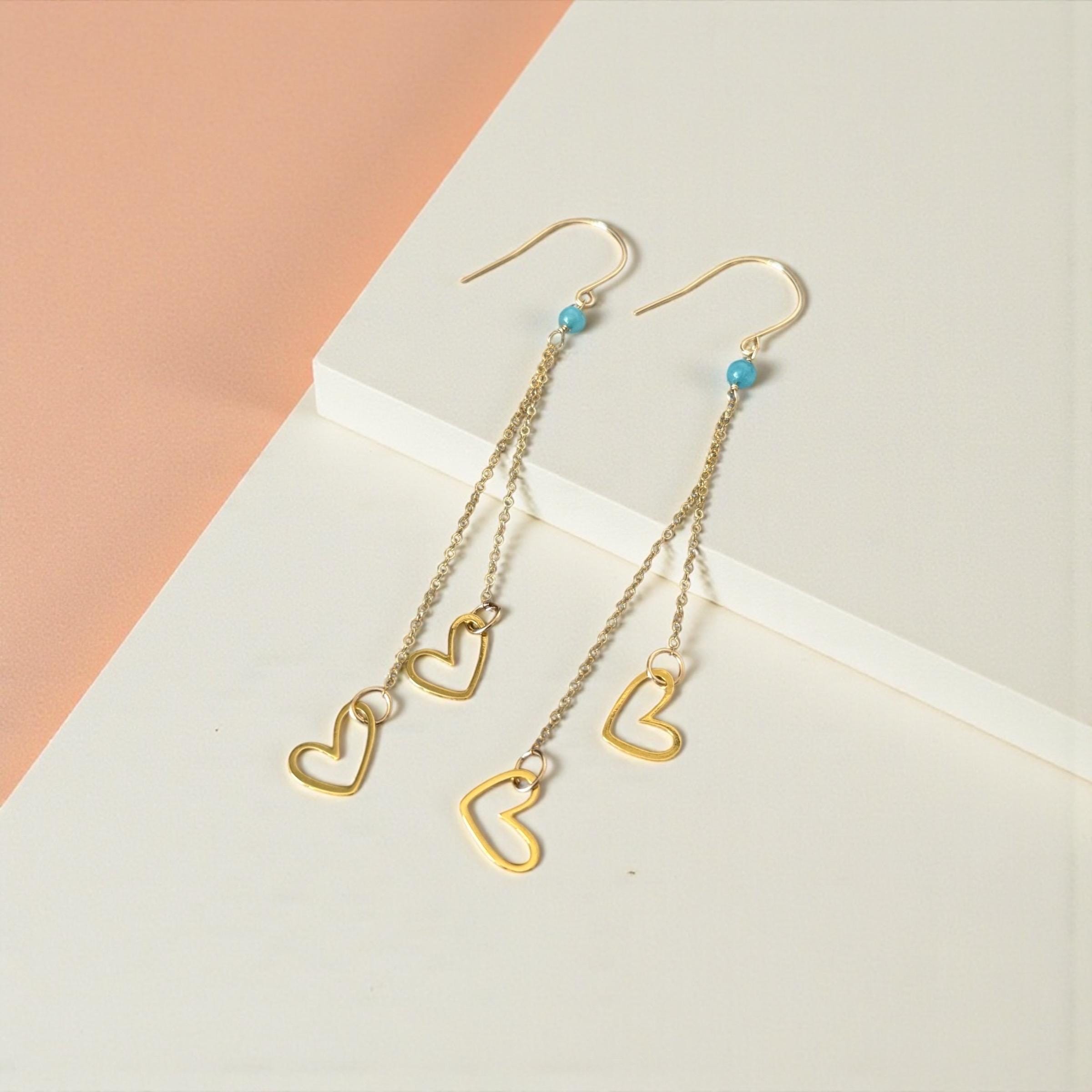 Azure Heartfall Drop Earrings
