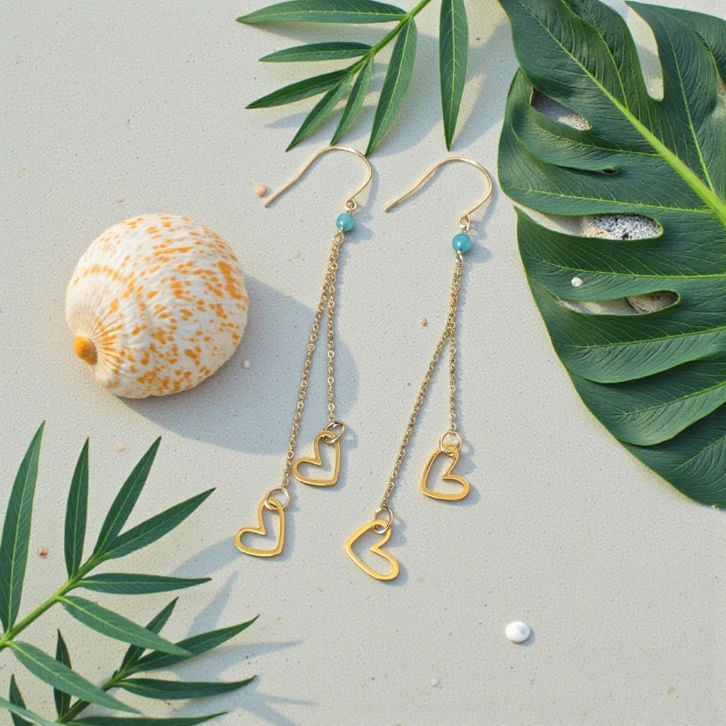 Azure Heartfall Drop Earrings