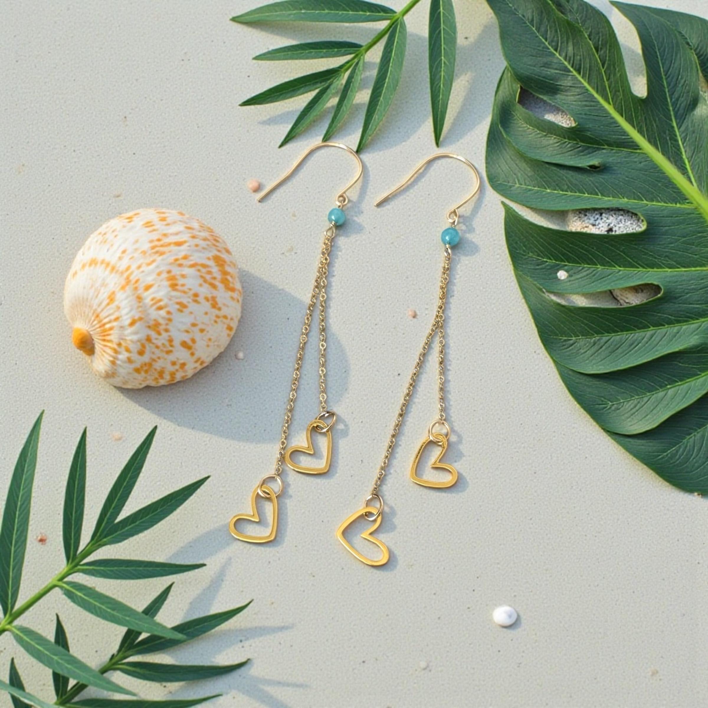 Azure Heartfall Drop Earrings