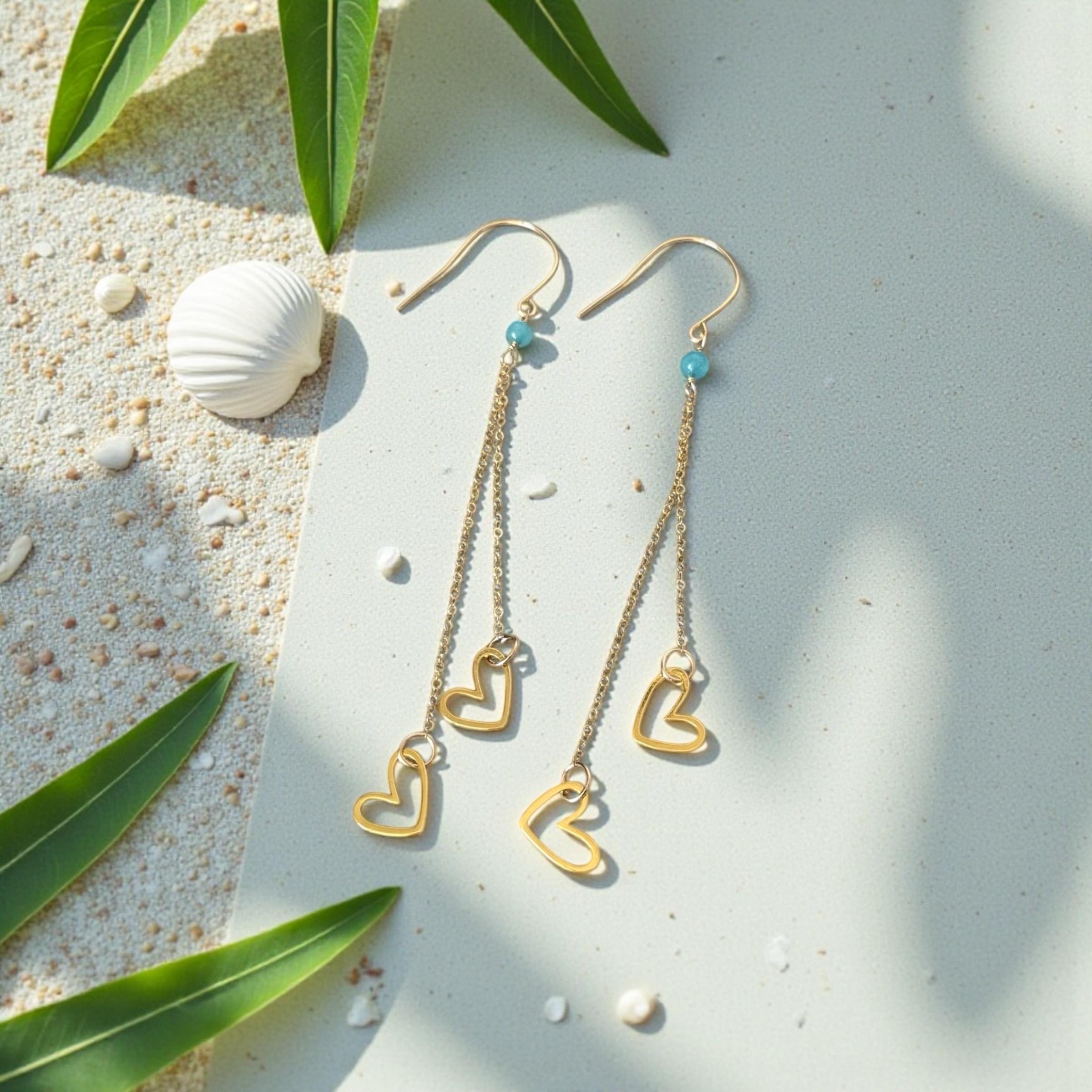 Azure Heartfall Drop Earrings