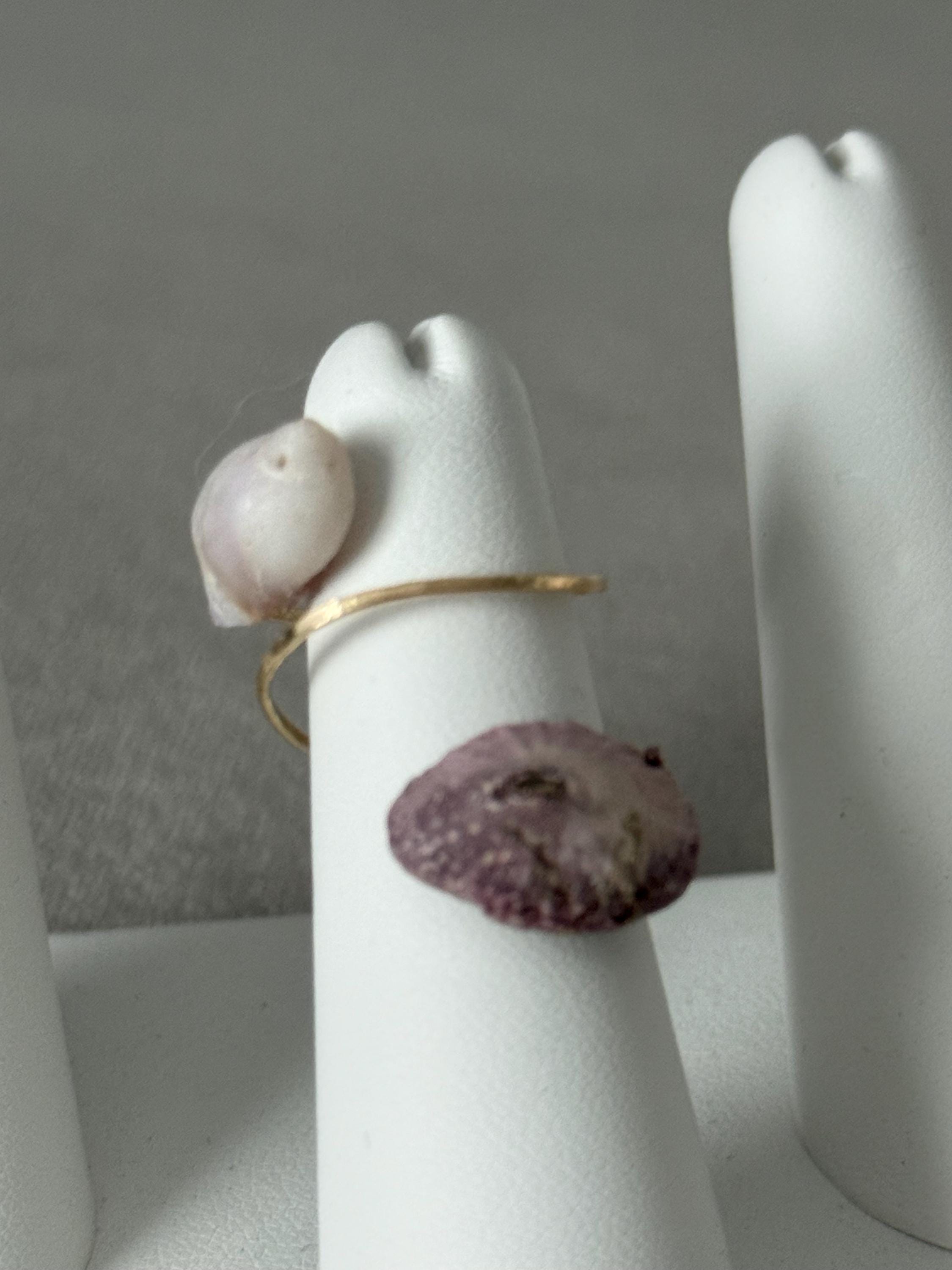 Lilac Tide Hammered Hawaiian Shell Ring