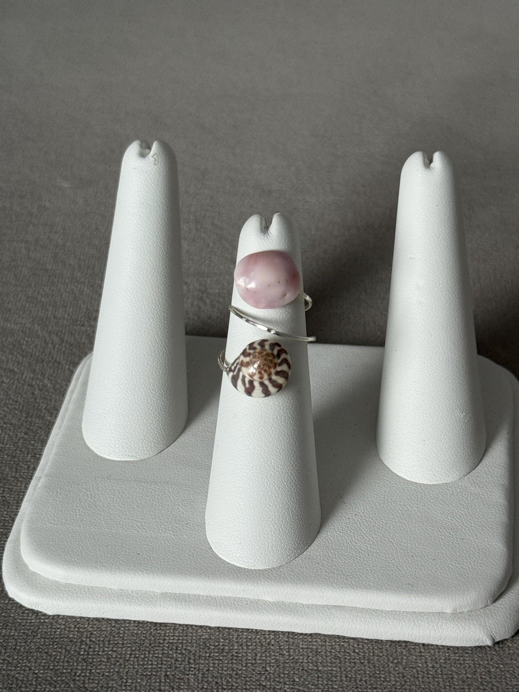 Rose Spiral Hammered Shell Ring