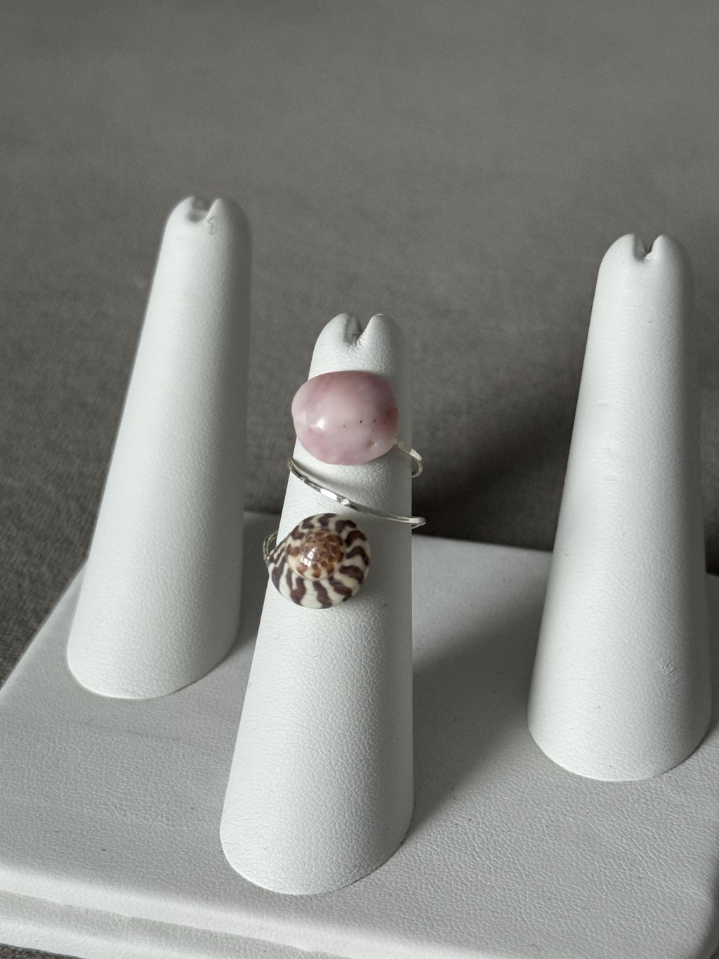 Rose Spiral Hammered Shell Ring
