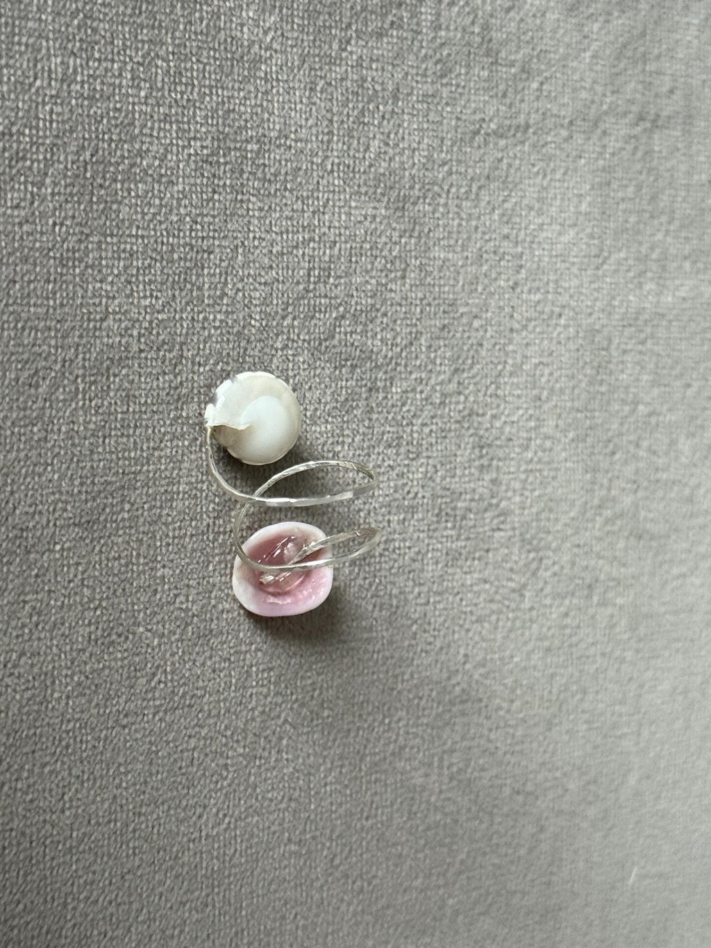 Rose Spiral Hammered Shell Ring