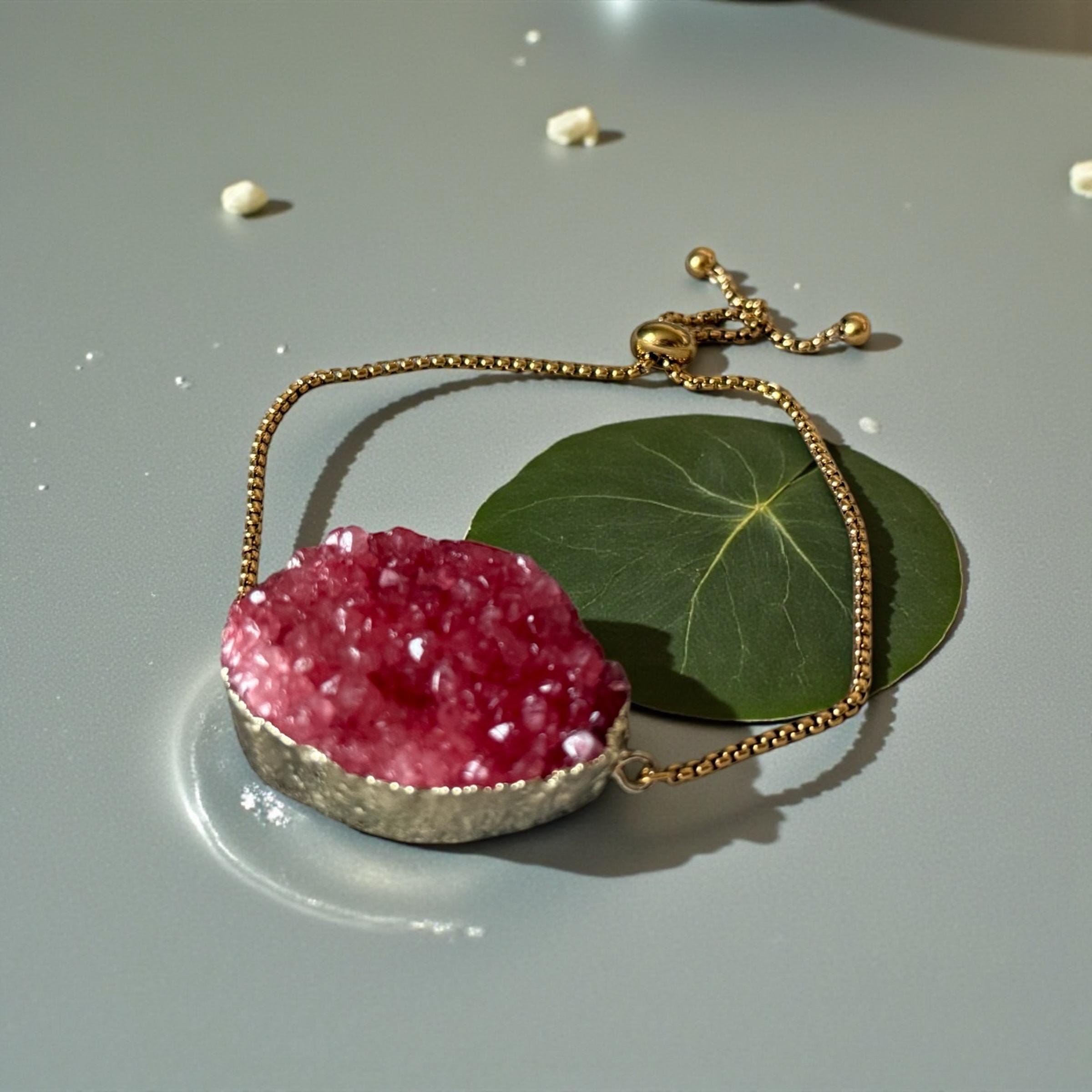 Rose Ember Druzy Bolo Bracelet