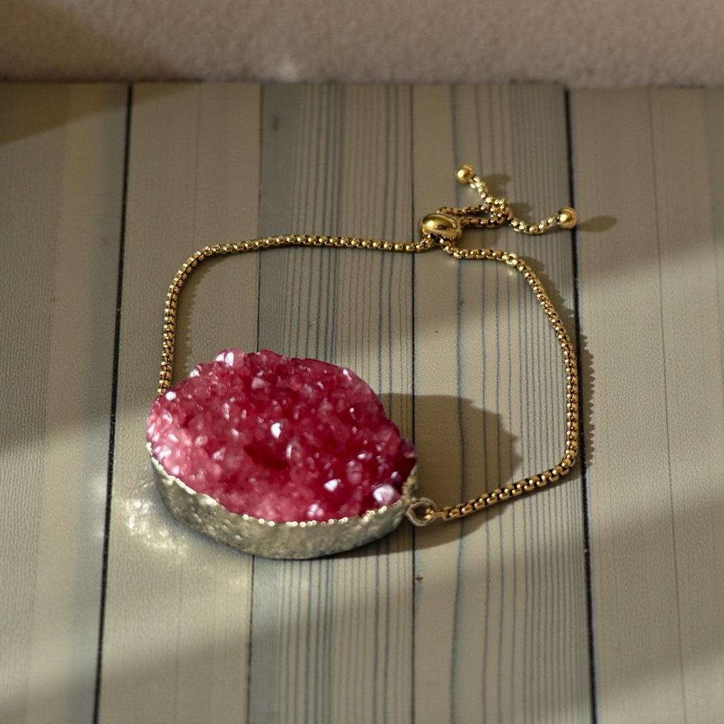 Rose Ember Druzy Bolo Bracelet