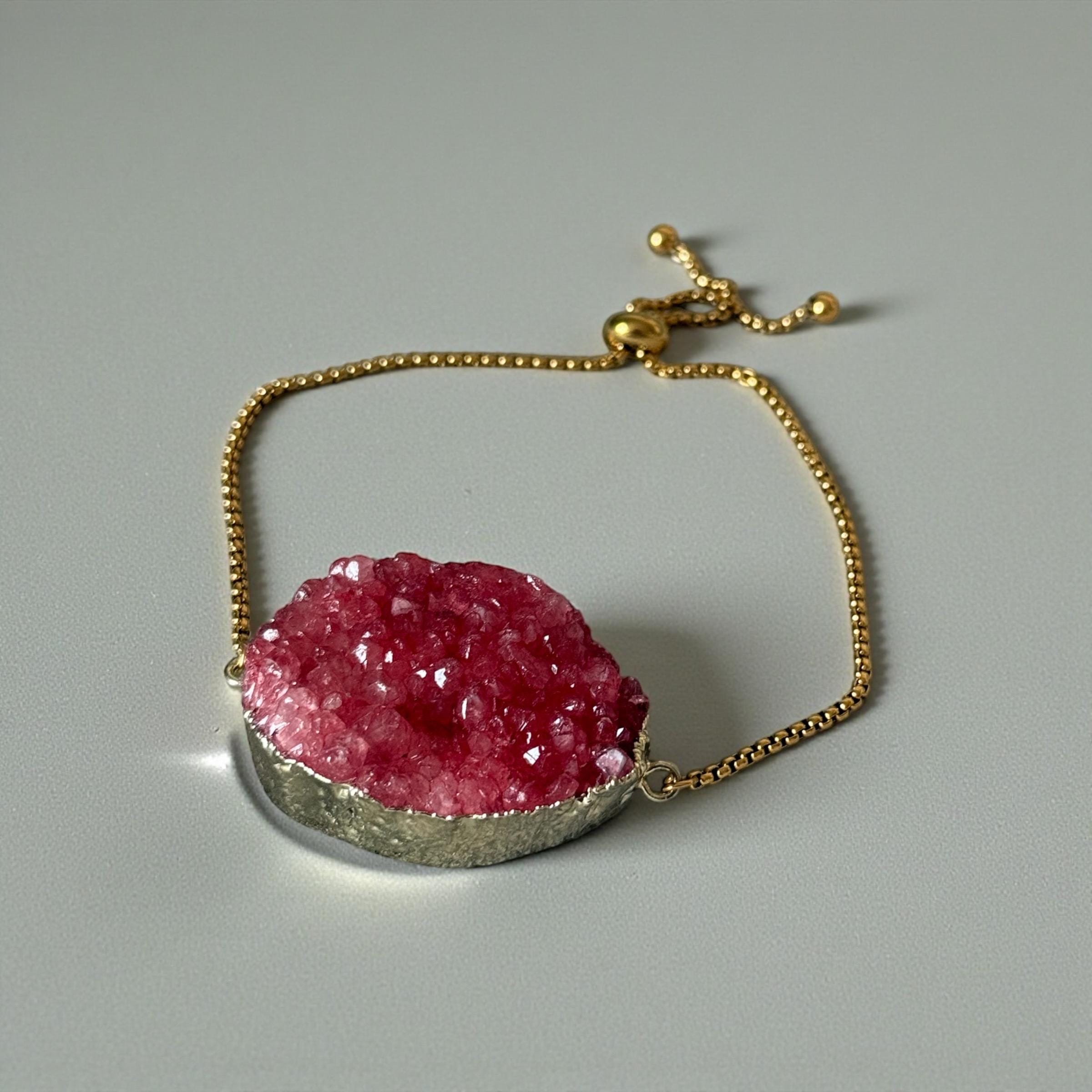 Rose Ember Druzy Bolo Bracelet