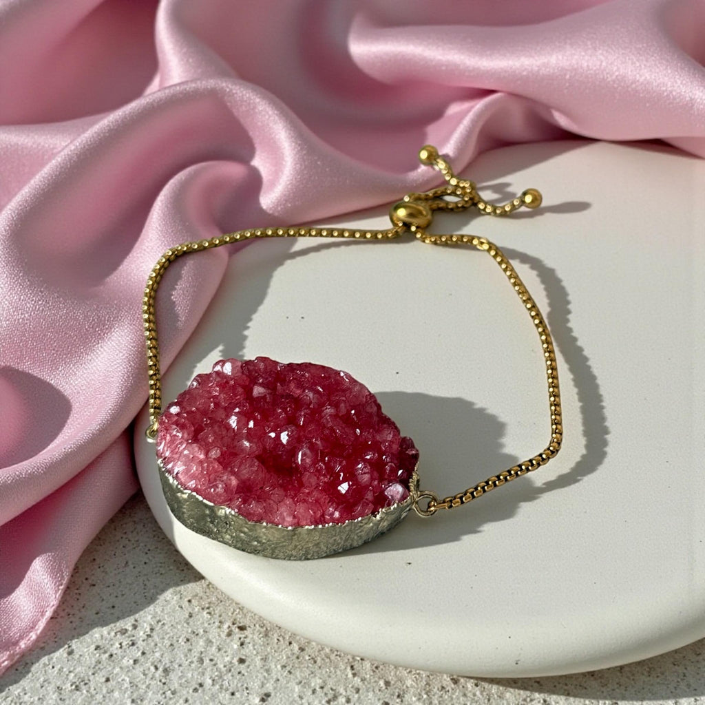 Rose Ember Druzy Bolo Bracelet