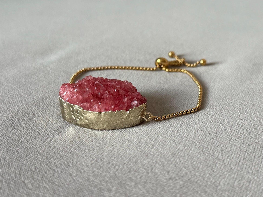 Rose Ember Druzy Bolo Bracelet