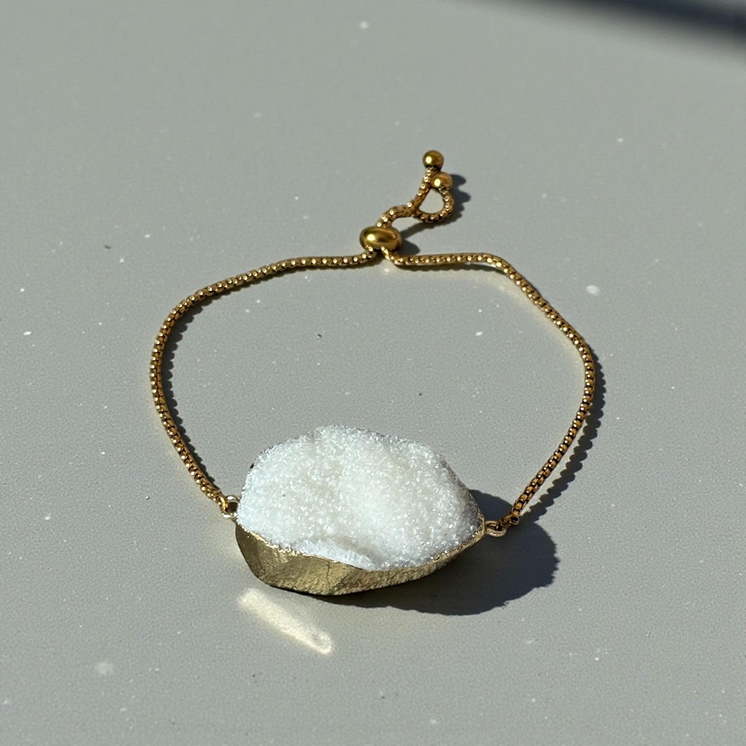 Ivory Frost Druzy Bolo Bracelet