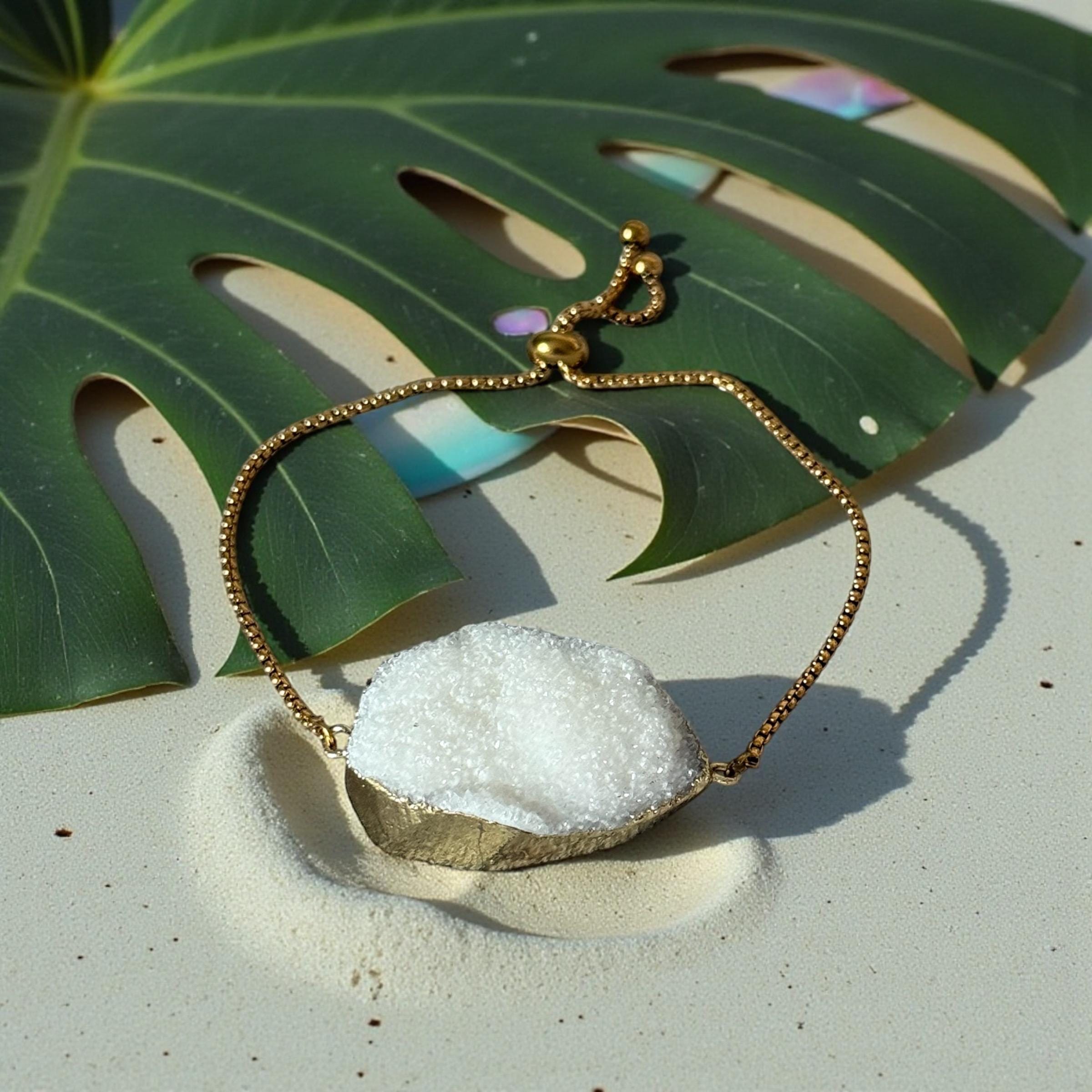 Ivory Frost Druzy Bolo Bracelet
