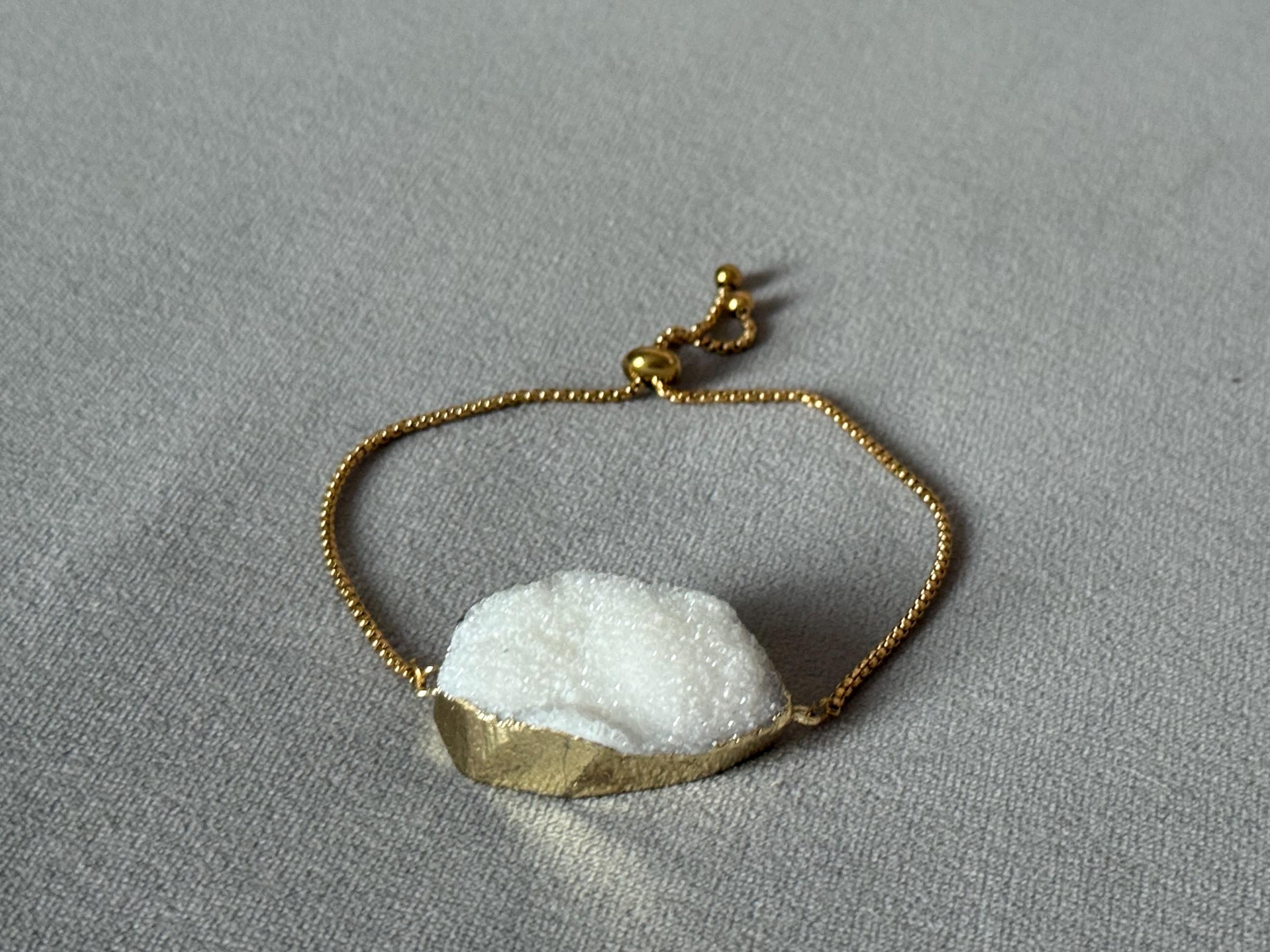 Ivory Frost Druzy Bolo Bracelet