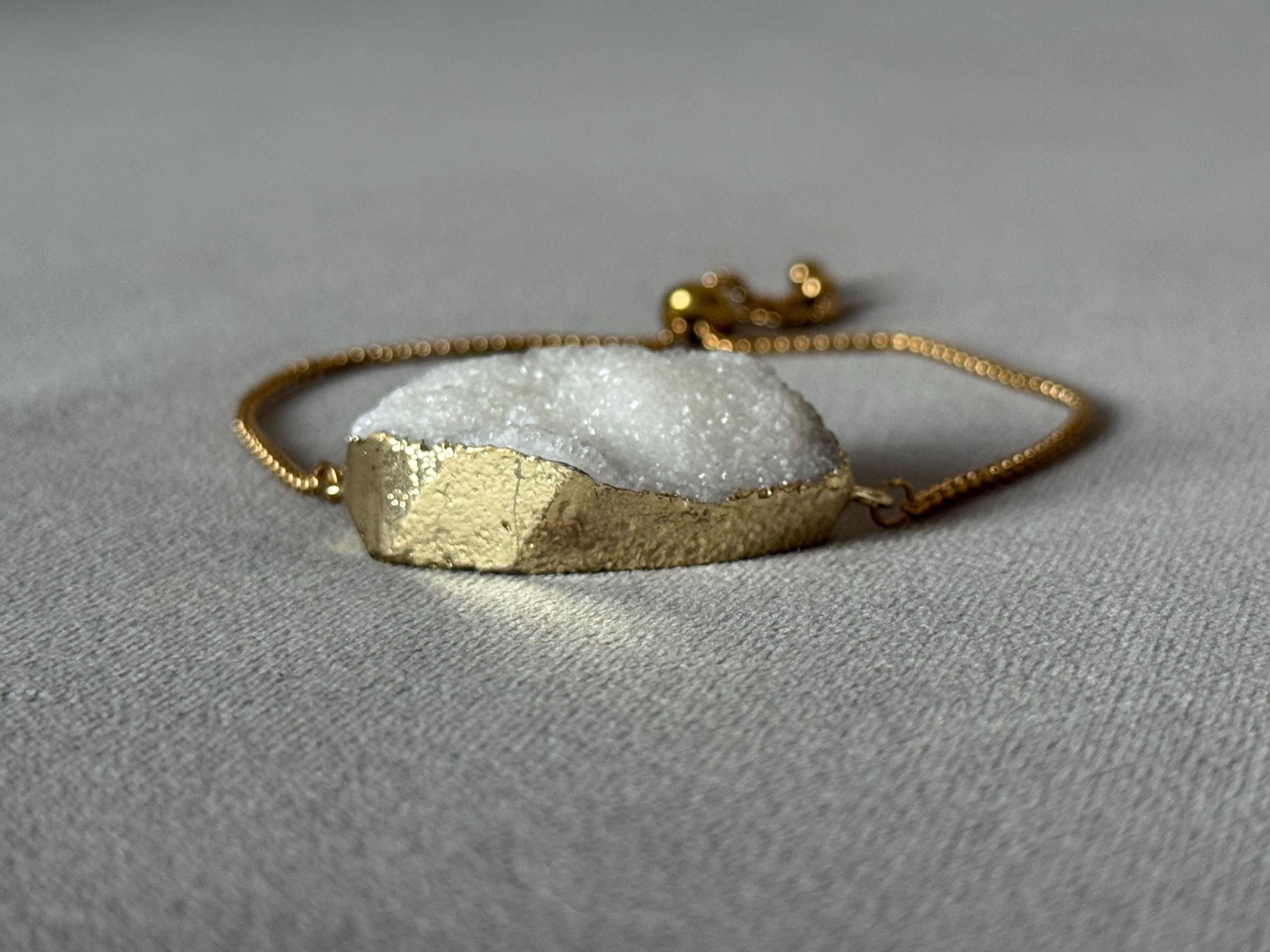 Ivory Frost Druzy Bolo Bracelet