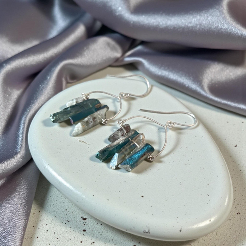 Aqua Tide Quartz Drop Earrings