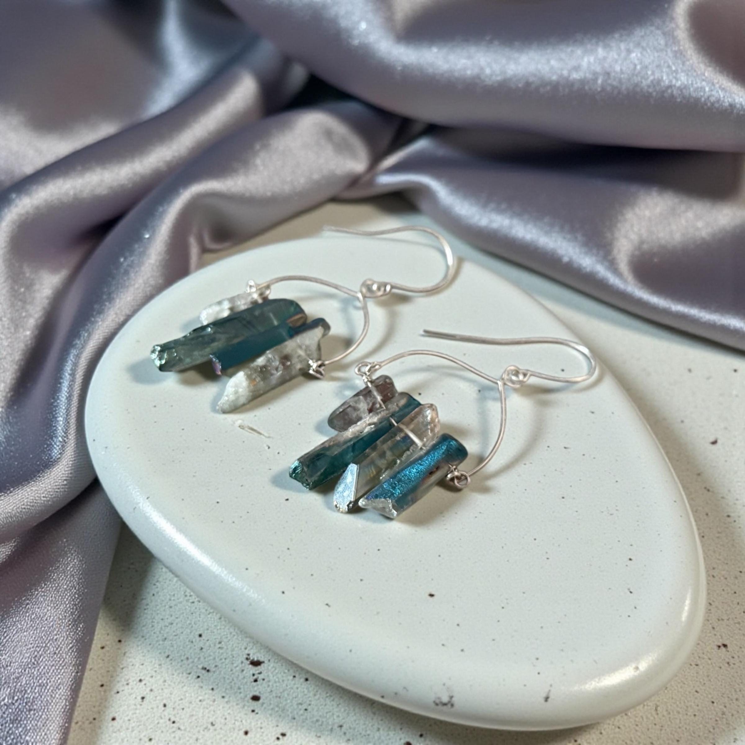 Aqua Tide Quartz Drop Earrings