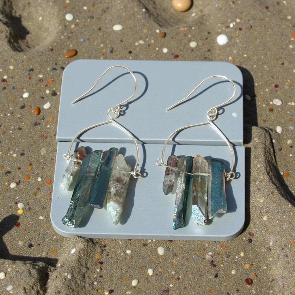 Aqua Tide Quartz Drop Earrings