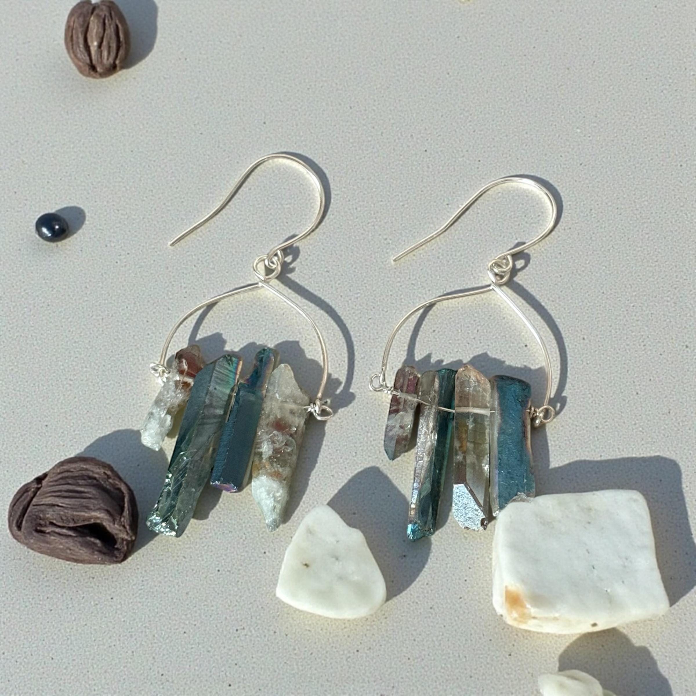 Aqua Tide Quartz Drop Earrings