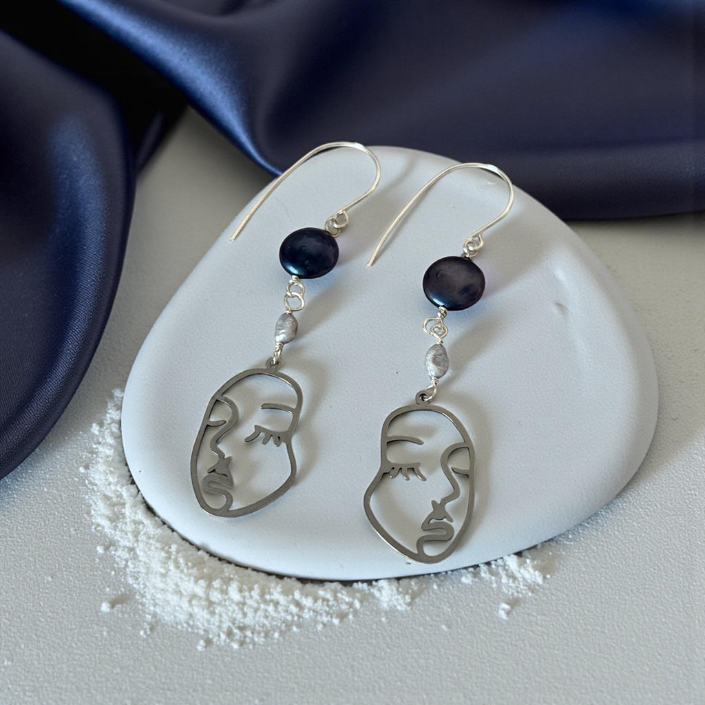 Muse Noir Portrait Drop Earrings