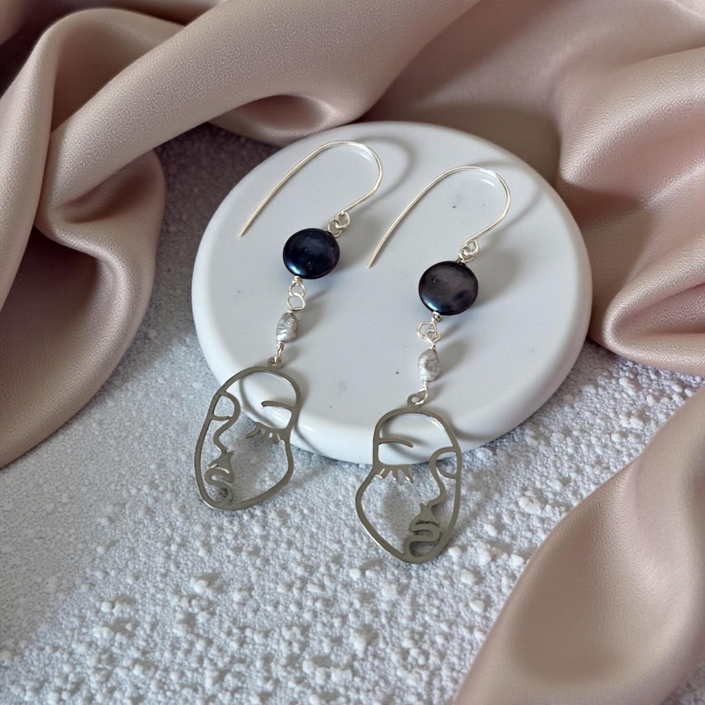 Muse Noir Portrait Drop Earrings