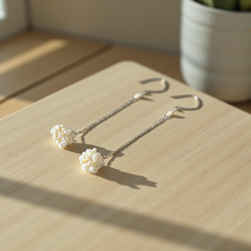 Pearl Cluster Drop Earrings