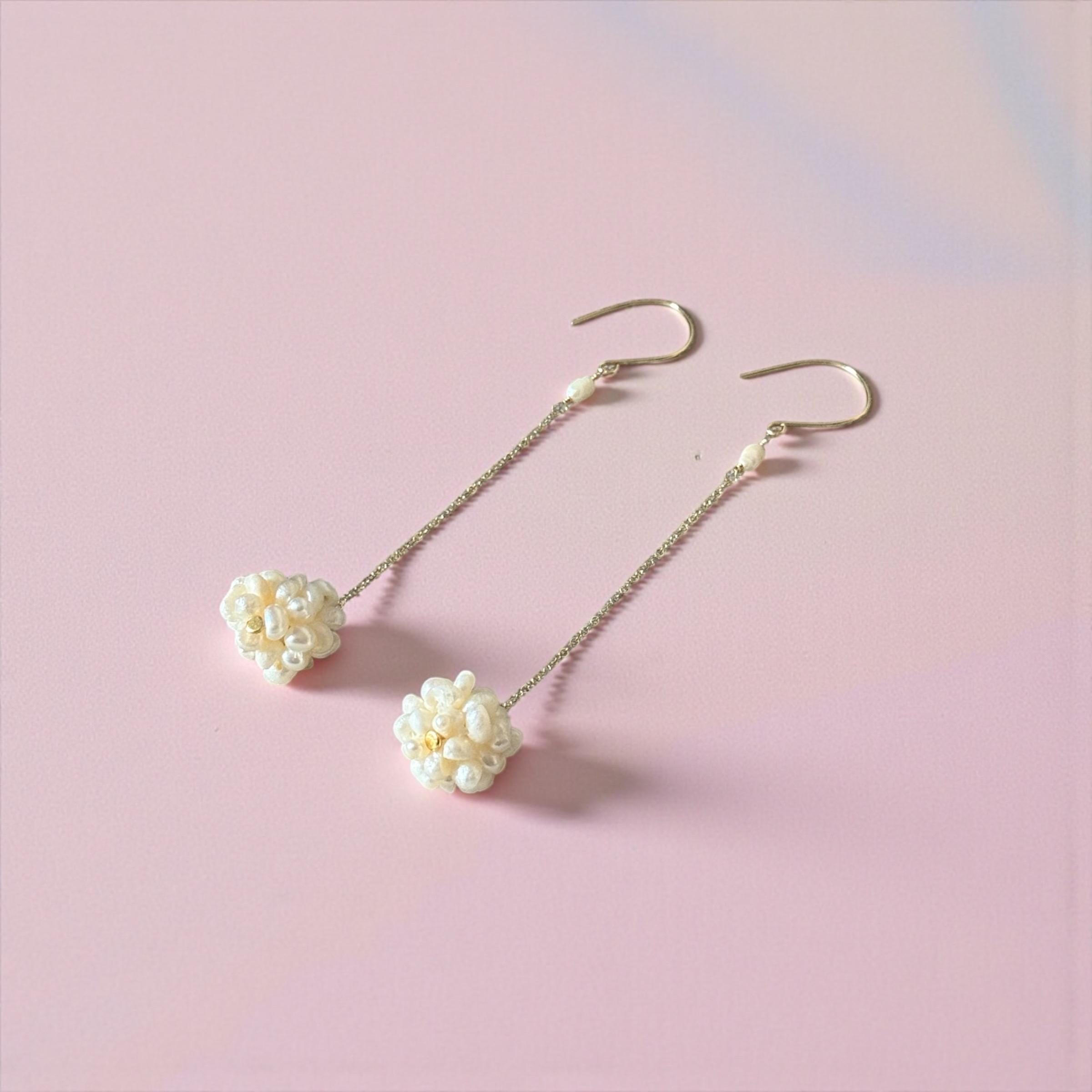 Pearl Cluster Drop Earrings