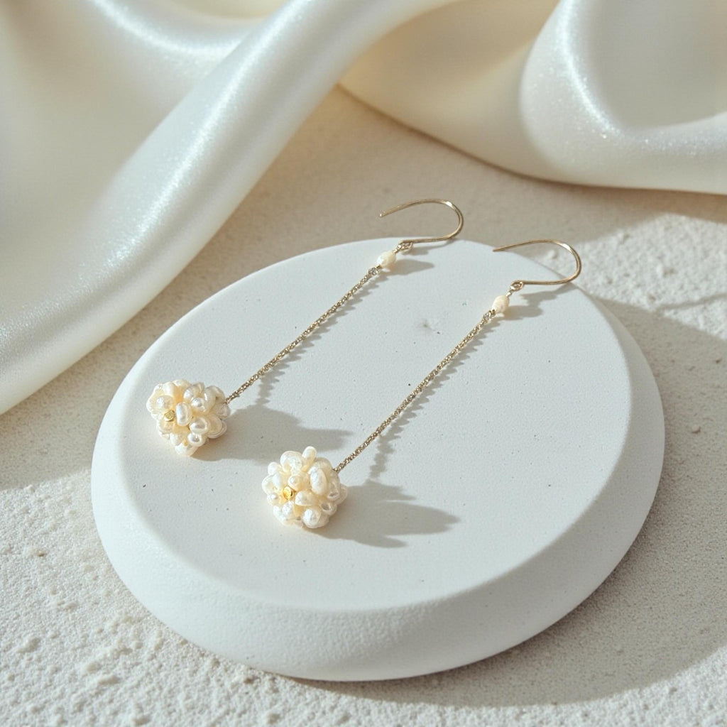 Pearl Cluster Drop Earrings