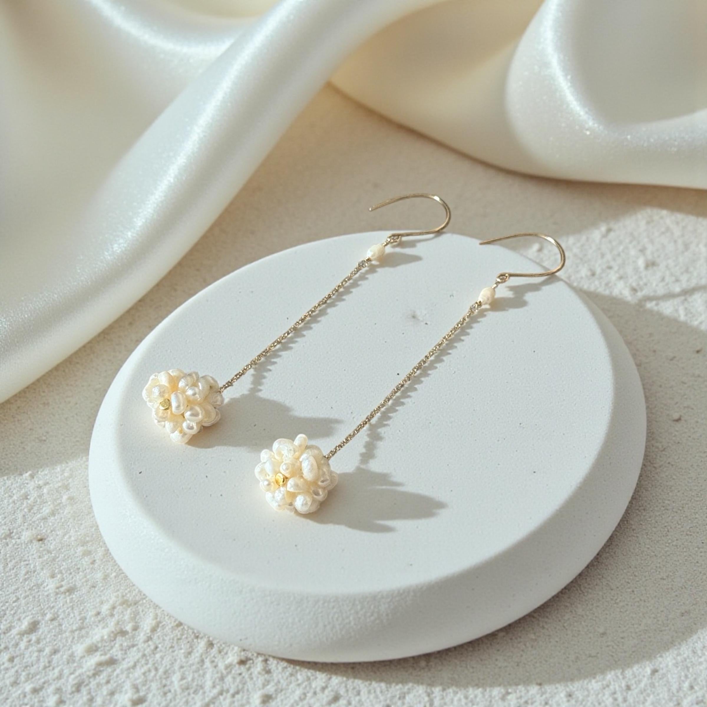 Pearl Cluster Drop Earrings