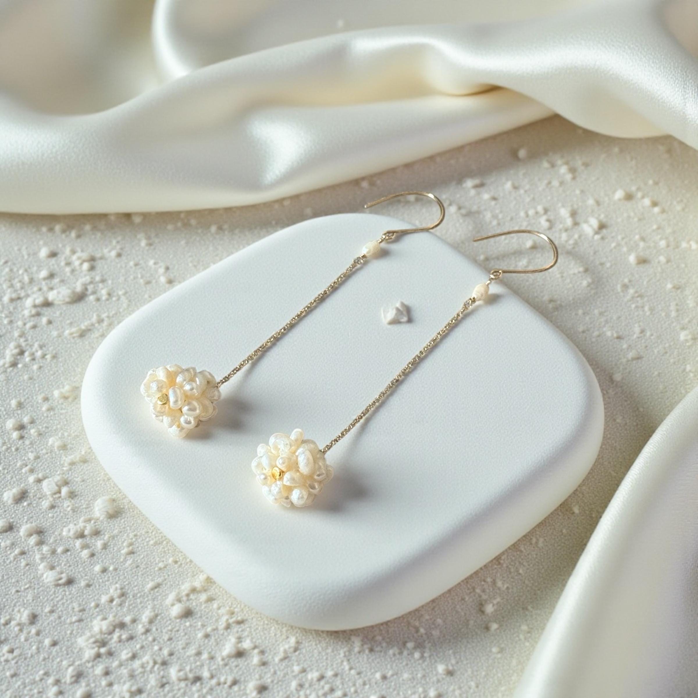 Pearl Cluster Drop Earrings